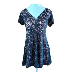 Forever 21 Lace Mini Dress Fairy Goth Medium Black Nude Dark Romantic Side Zip